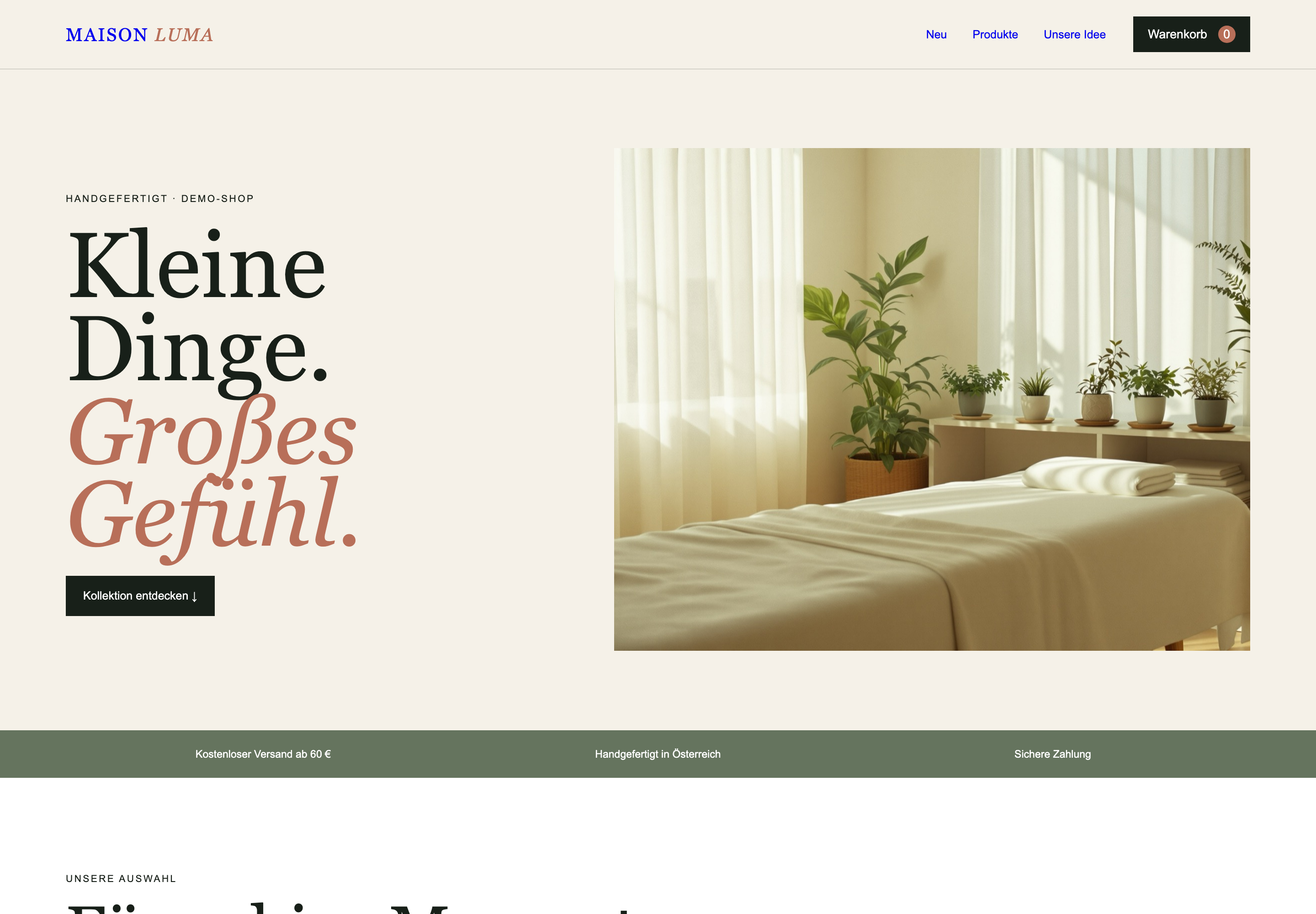 WebSofort Onlineshop in der Desktop-Ansicht